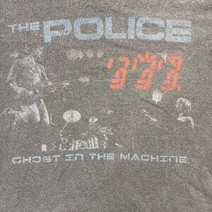Women's Small Grey The Police Ghost In The Machine Rock Band Crop Top T-Shirt